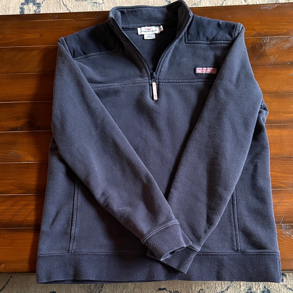 Vineyard Vines navy with pink logo Quarter-Zip women’s Sweatshirt, small